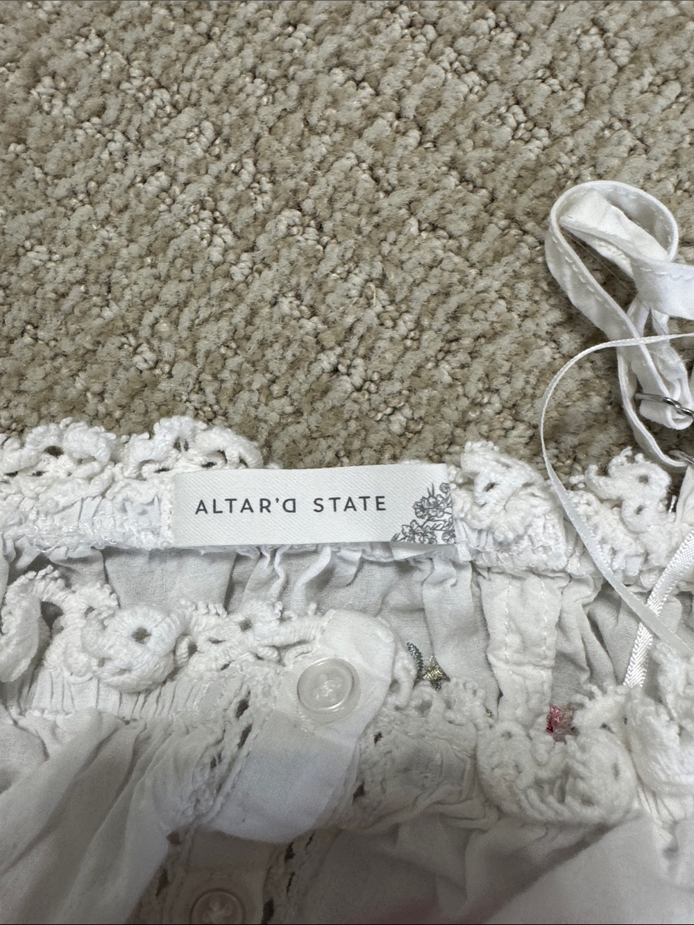 Altar'd State White Lace-Trim Button Front Top - Picture 2 of 4